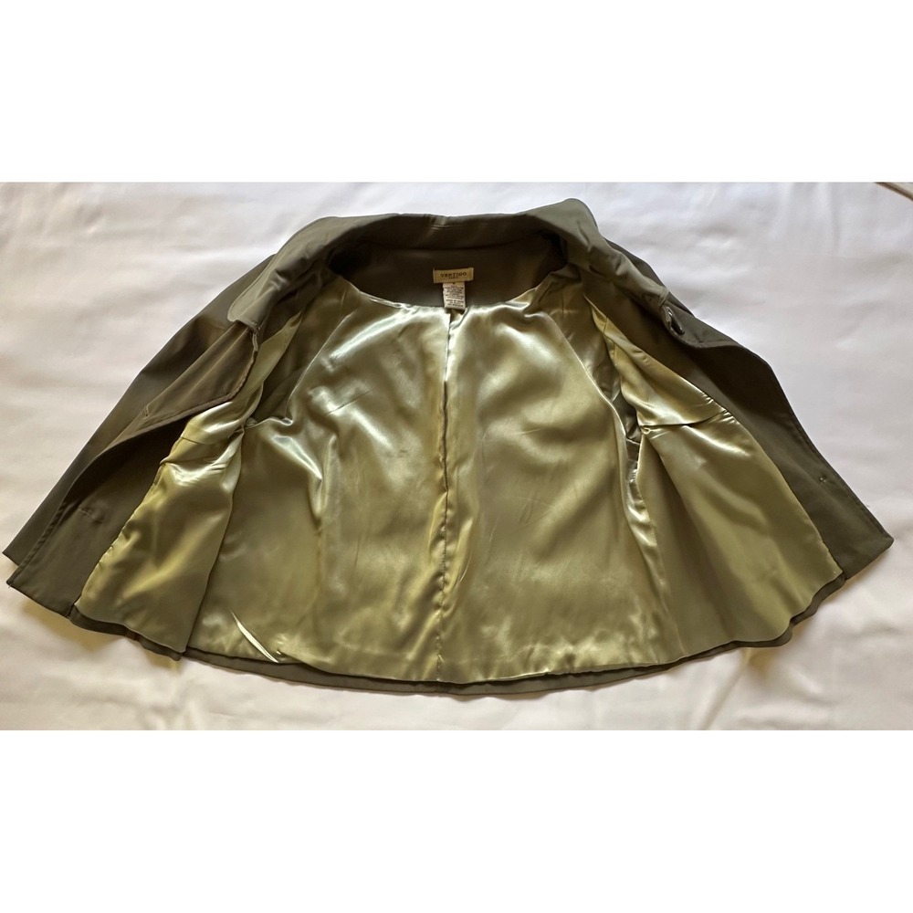 Vertigo Paris Women Cropped Jacket Olive‎ Green Button Front Peter Pan Collar M - Picture 5 of 13